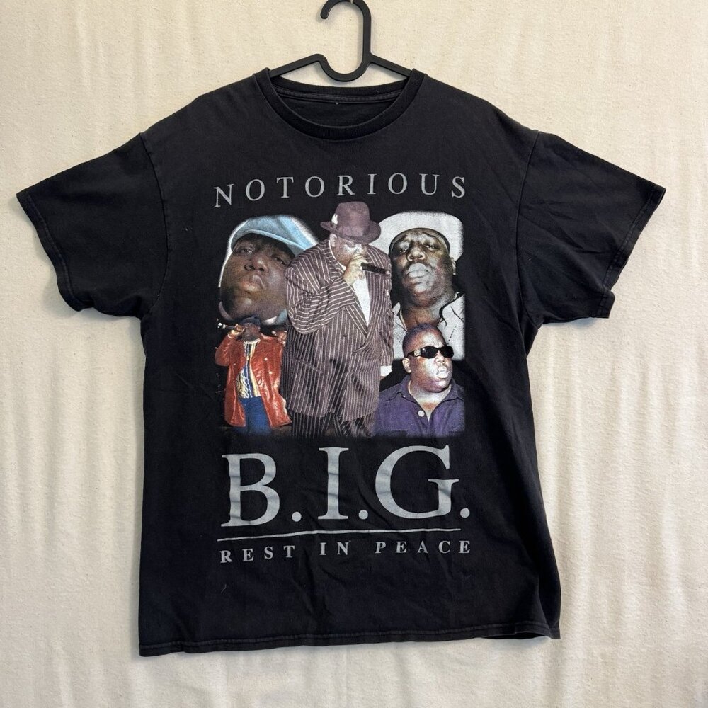 Notorious Big T Shirt Mens Medium Black Rap Tee Biggie Rest In Peace RIP B.I.G.